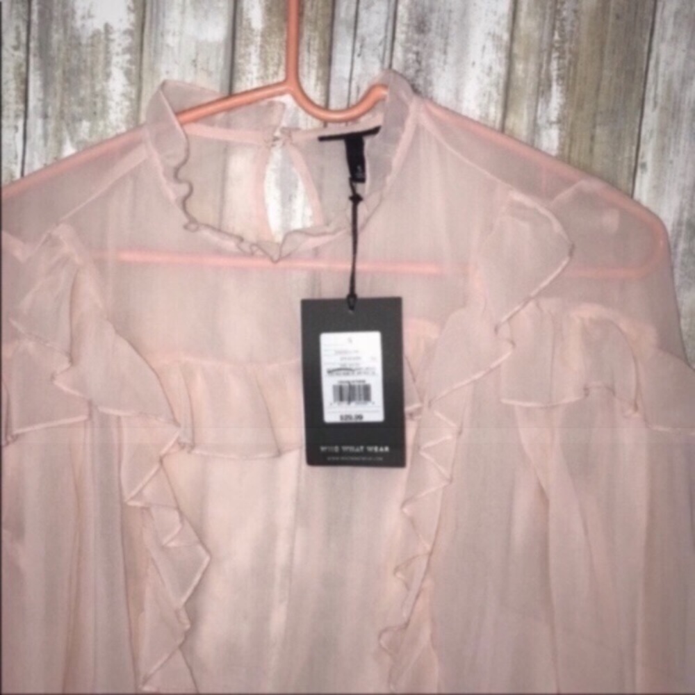 NWT Who What Wear Blush Ruffle Blouse - Picture 5 of 6